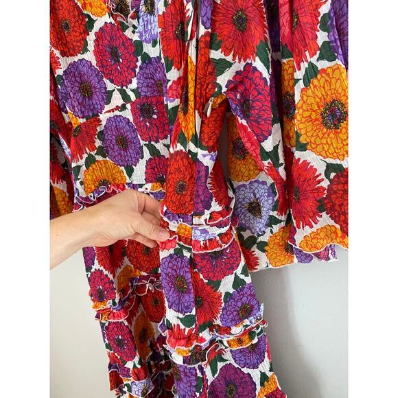 La DoubleJ Jeanne Maxi Dress Zinnie Creponne Floral Print Gown Tuckernuck XL - Picture 10 of 15